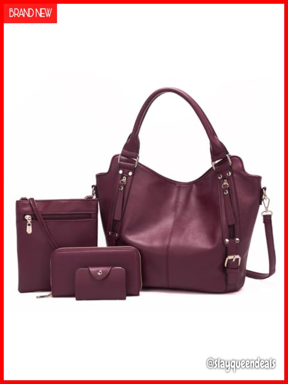 Vegan Leather Hobo Bag Set with Crossbody, Wallet & Card Holder
